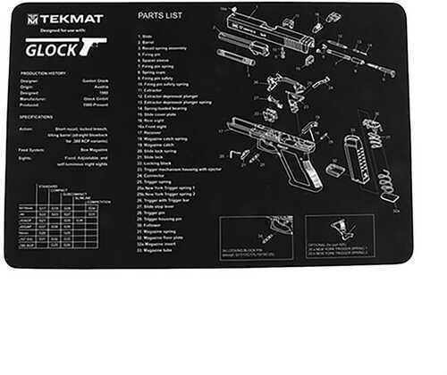 TekMat Pistol Mat For Glock 11"x17" Black Includes Small Microfiber TekTowel Paked in Tube R17-GLOCK